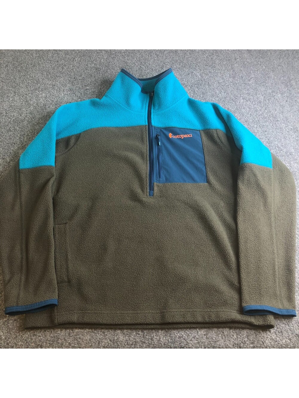 Cotopaxi Fleece Pullover Mens Medium Colorblock 1/4 Zip Outdoor Jacket Blue